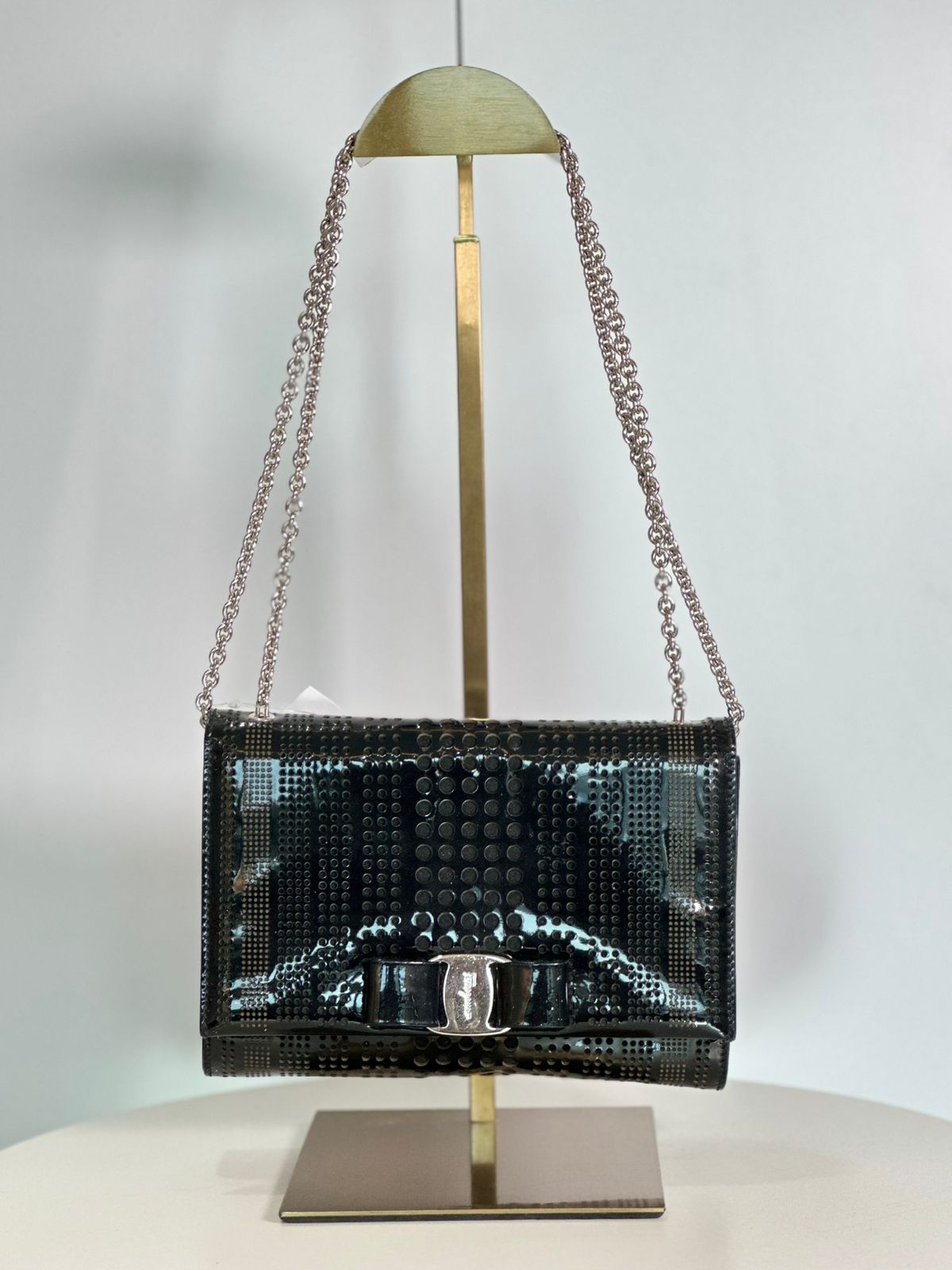 Salvatore Ferragamo Vara Bow Patent Chain Bag