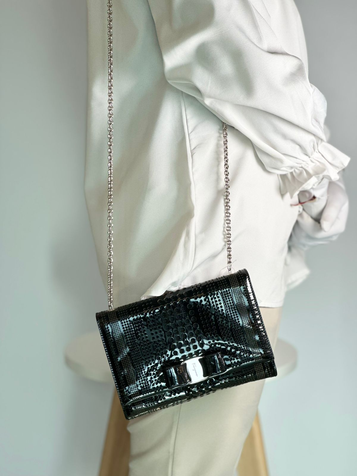 Salvatore Ferragamo Vara Bow Patent Chain Bag